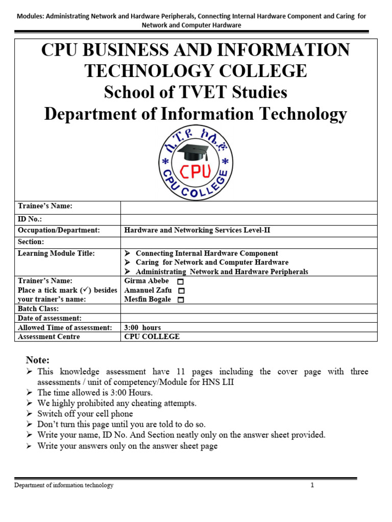 Network and Hardware Peripherals Guide | PDF | Random Access Memory ...