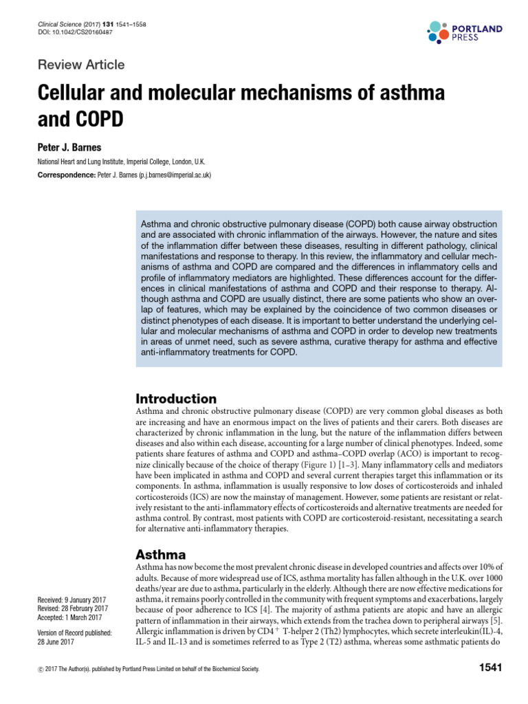 Cellular and Molecular Mechanisms of Asthma and COPD | PDF | Macrophage ...