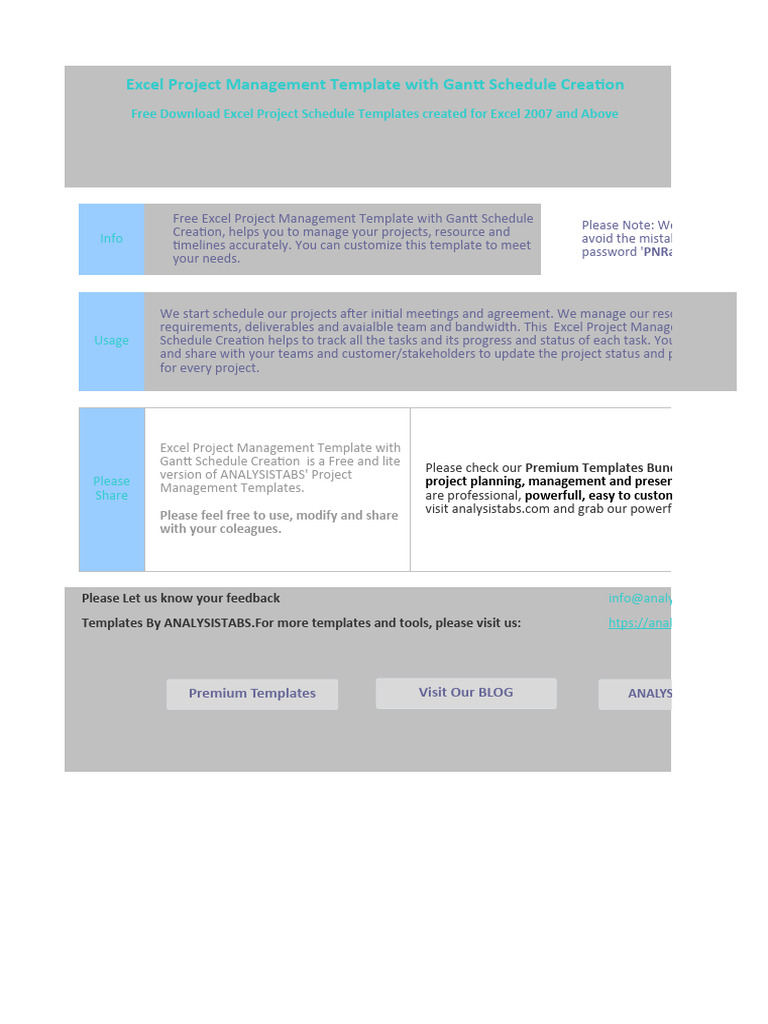 Free Excel Gantt Project Template Pdf Microsoft Excel Computing