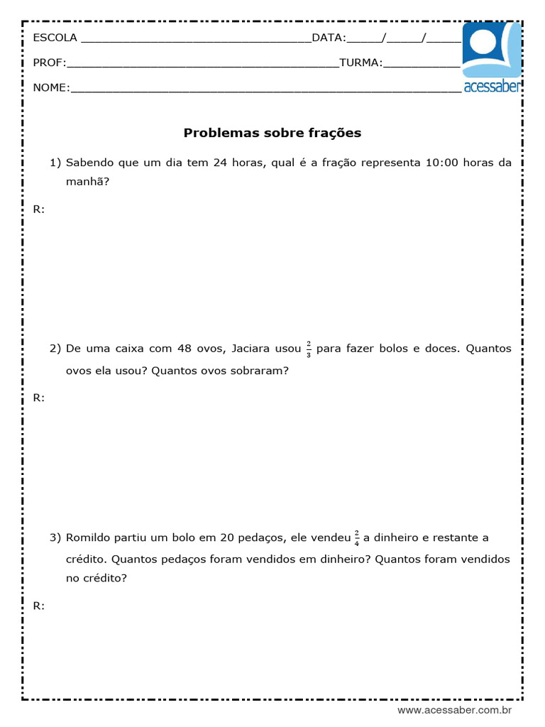 Problemas de Frações para 5º Ano | PDF