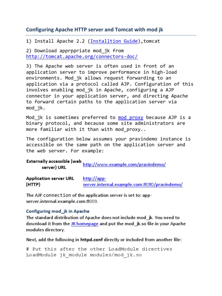 Configuring Apache with mod_jk AJP | PDF | Web Server | Internet & Web