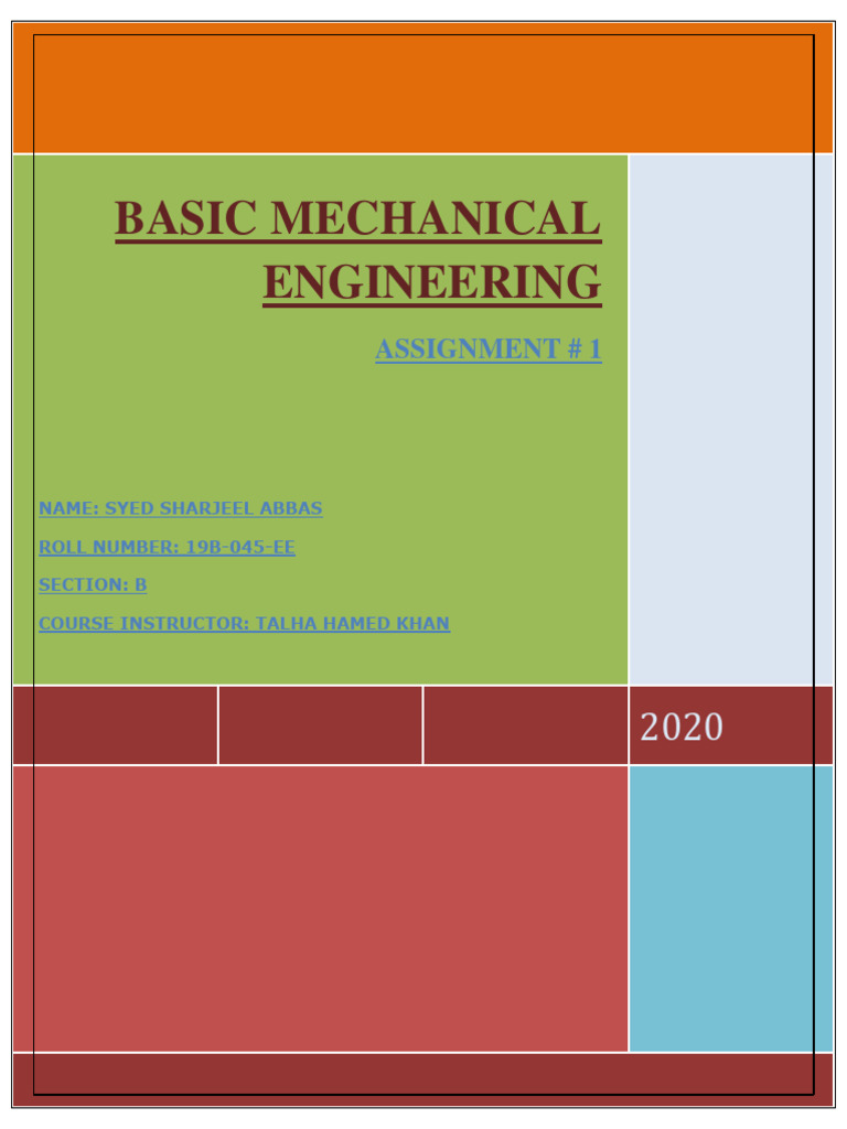 Basic mechanical engineering assignment 1 pdf