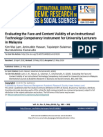 Evaluating The Face and Content Validity of An Instructional Technology Competency Instrument For University Lecturers in Malaysia