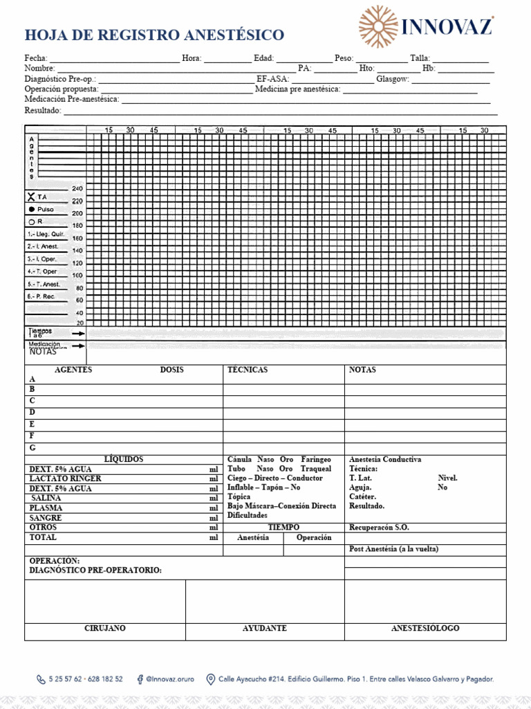 Hoja Anestésica Dra Copa PDF Anestesia Presión sanguínea