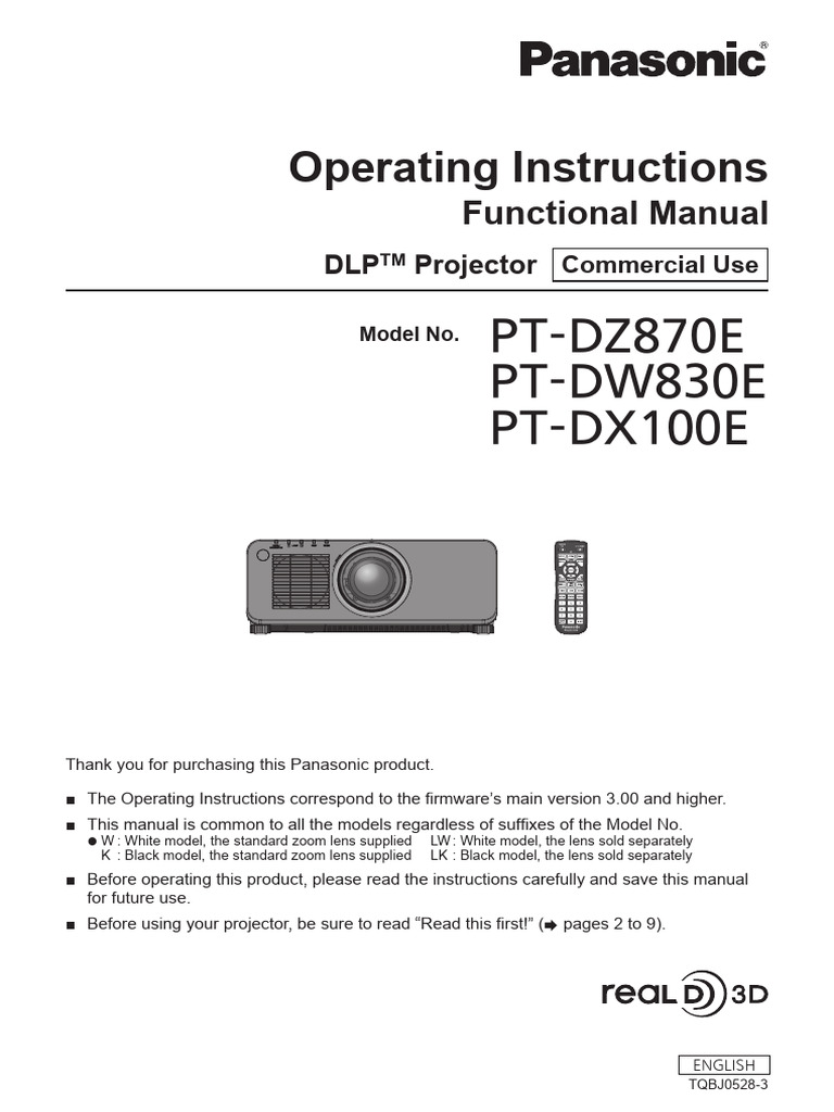 【故障】Panasonic PT-DX100 プロジェクター本体 ※電源不安定 Panasonic PT-DX100 Operating Instructions | PDF | Ac Power Plugs