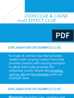 Explanation Clue & Cause and Effect Clue