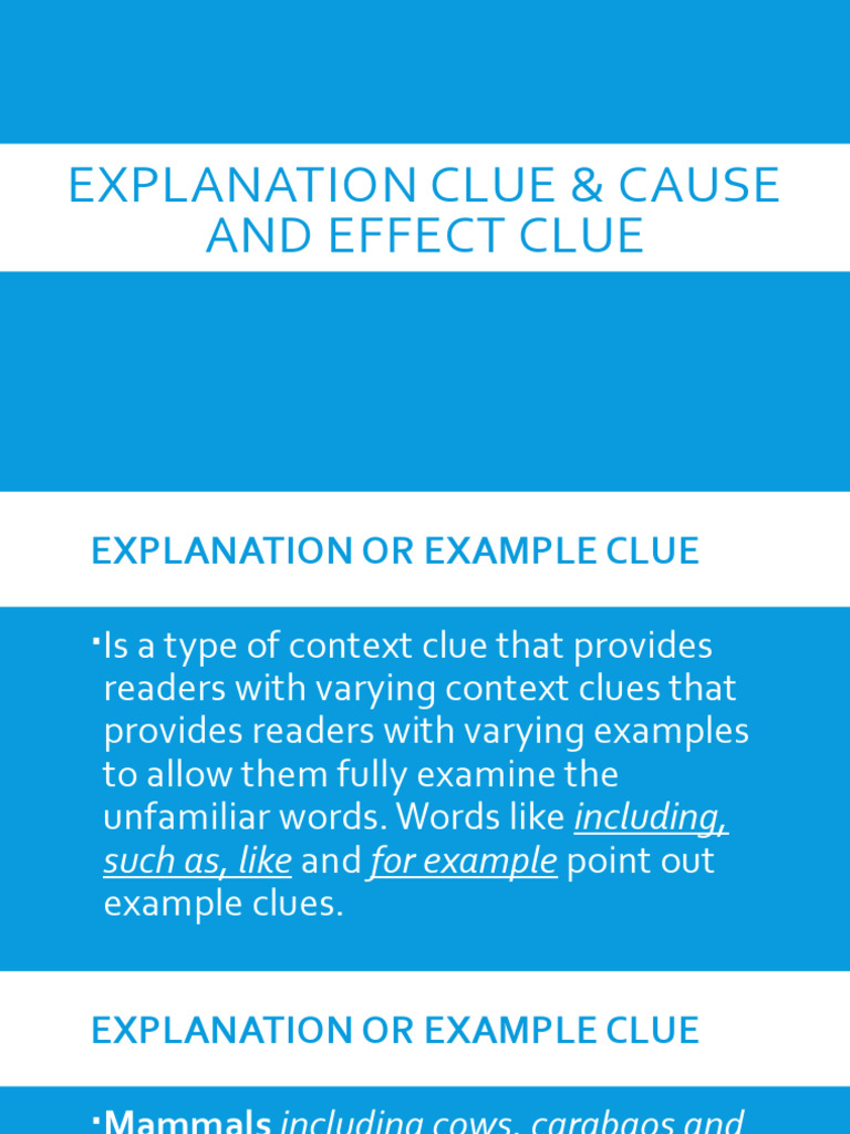 Explanation Clue & Cause and Effect Clue PDF