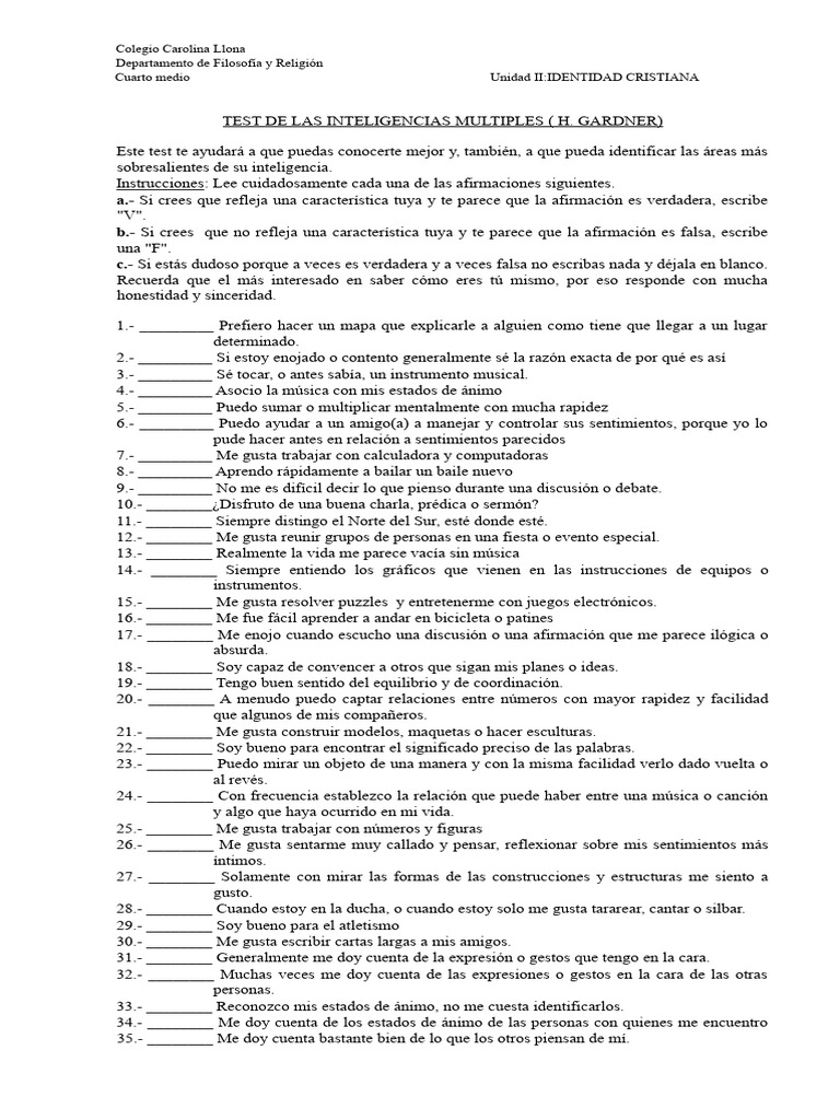Int. Múltiple | PDF | Inteligencia | Pensamiento