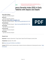 E Cacy of Emergency Severity Index (ESI) in Early Identi Cation of Patients With Sepsis and Septic Shock at Triage