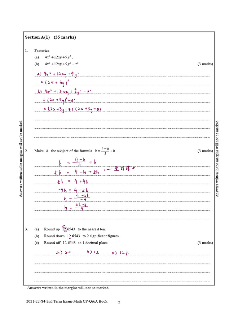 CP Math Exam Q&A 2021-22 | PDF | Area | Geometry