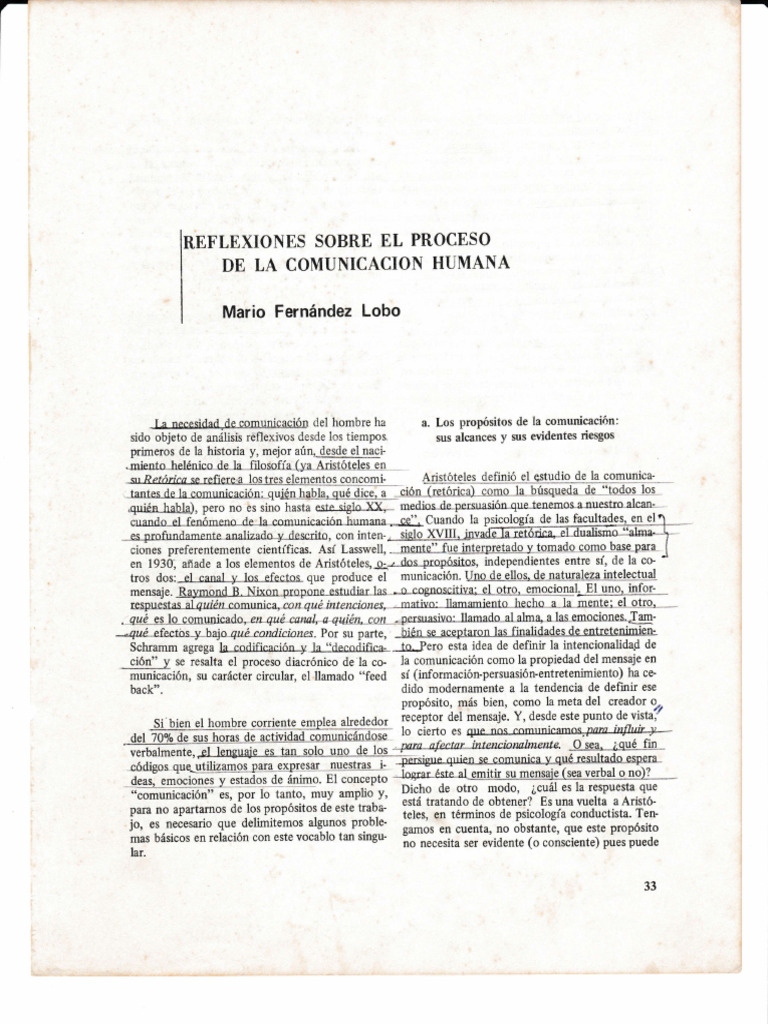 Reflexiones Sobre El Proceso de La Comunicacion Humana | PDF