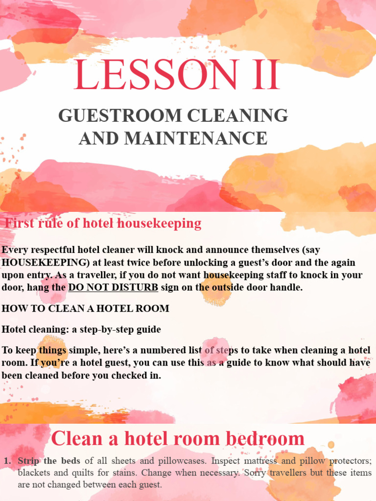 Guestroom Cleaning and Maintenance PDF Mercury