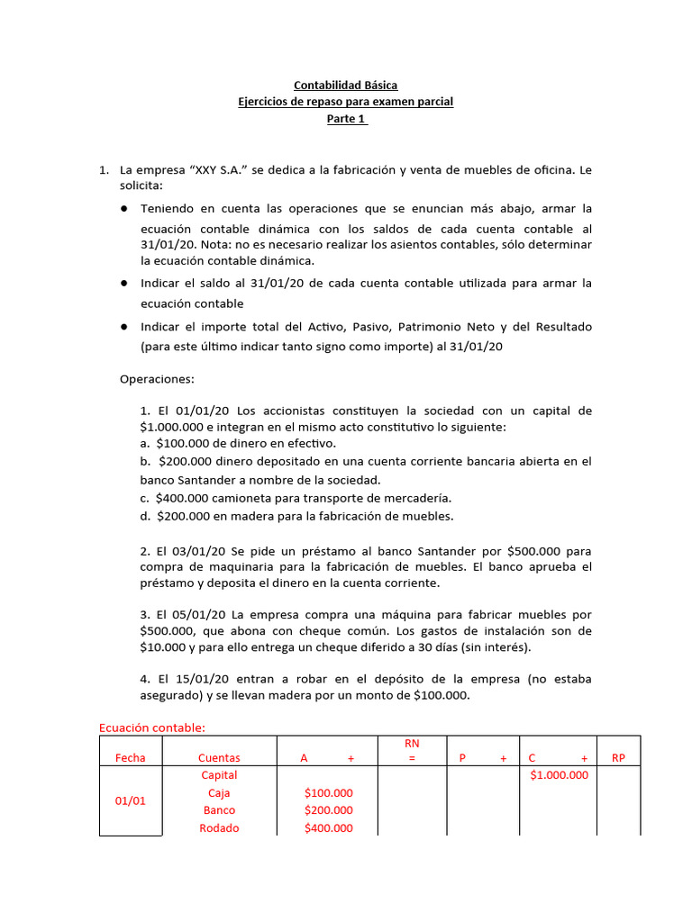 Ejercicios de Repaso Contabilidad Basica | PDF | Contabilidad | Bancos