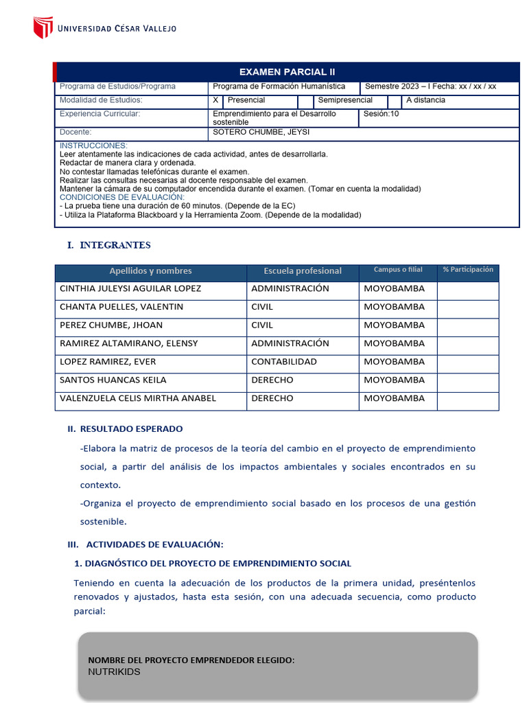 Examen Parcial II | PDF | Iniciativa empresarial | Calidad (comercial)