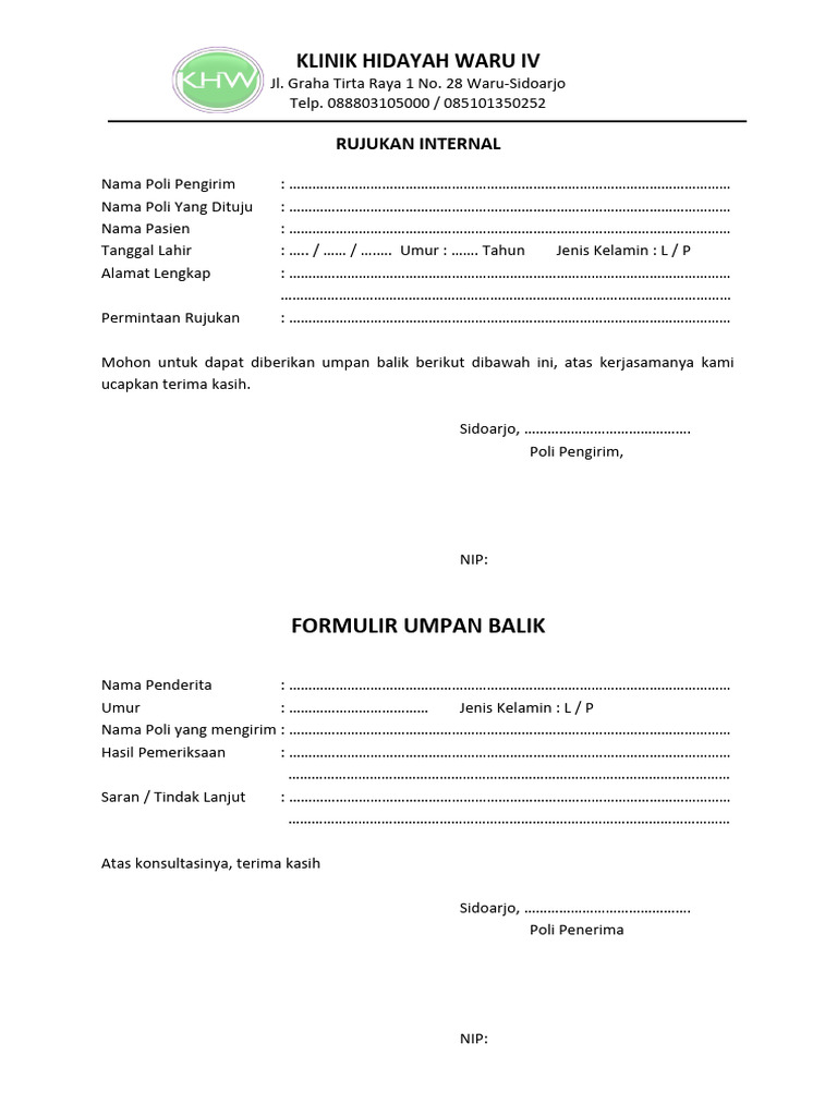 Form Rujukan Internal | PDF