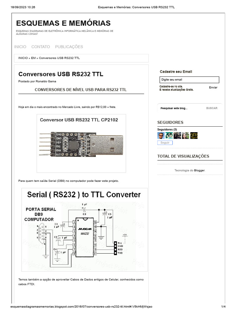 Esquemas e Memórias - Conversores USB RS232 TTL | PDF | USB | Informática