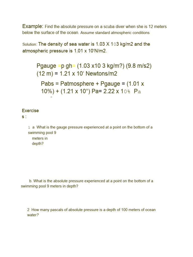 Pressure in Fluids | PDF