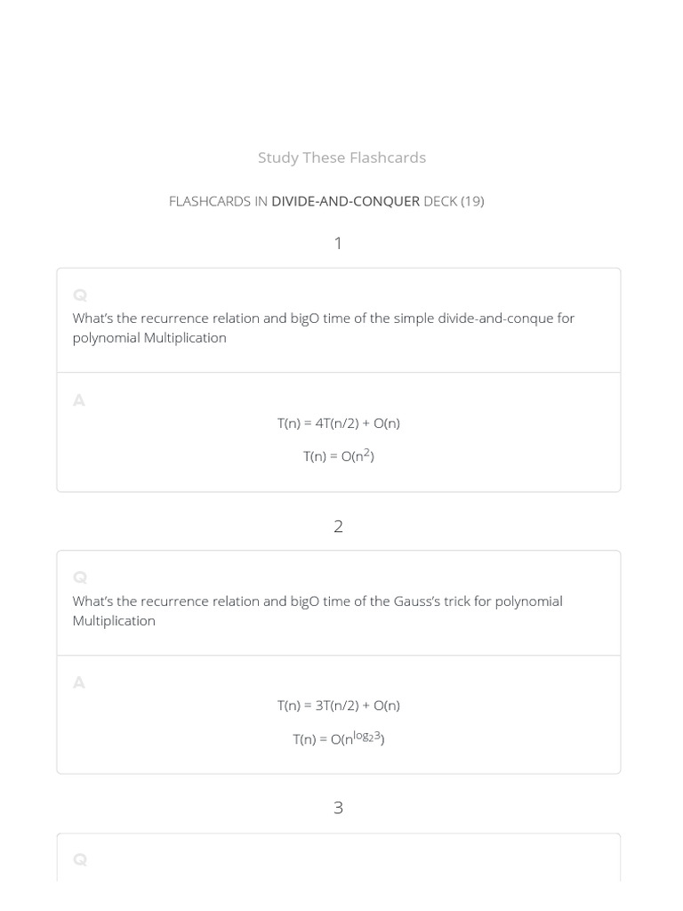 CS6515 Graduate Algorithms DivideAndConquer Flashcards