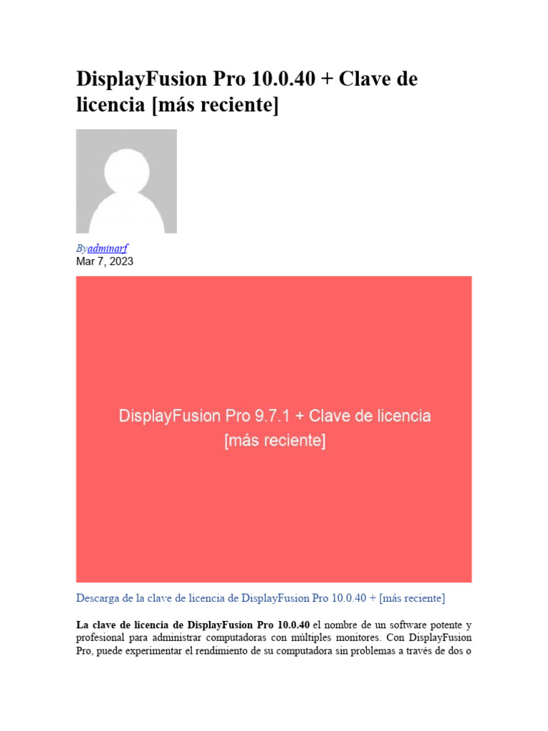 DisplayFusion Pro 10.0.40 + Clave de Licencia (Más Reciente) PDF
