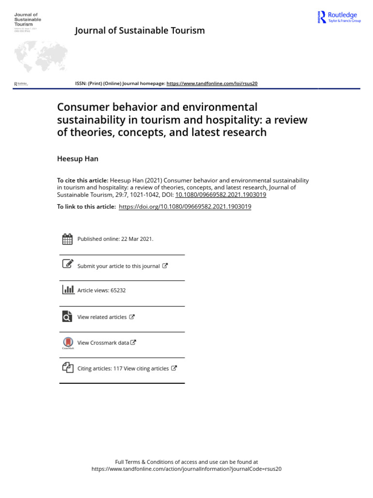 Sustainable Consumer Behavior in Tourism | PDF | Sustainability | Behavior