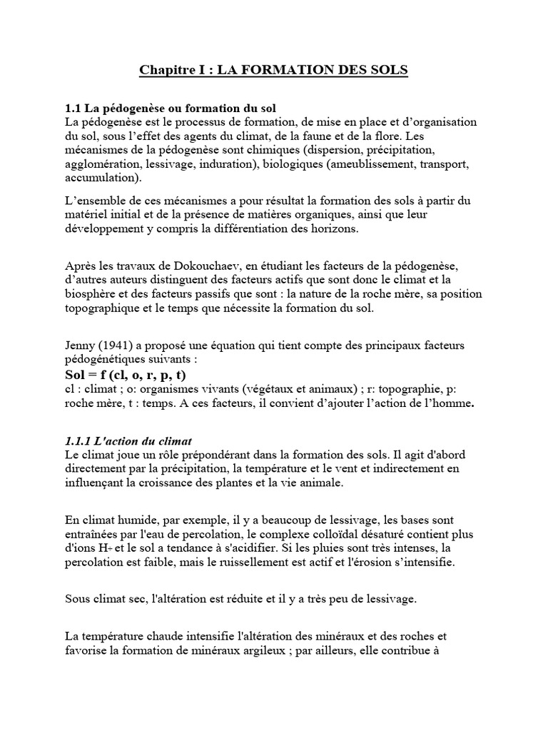 Formation et évolution des sols | PDF | Sol (pédologie) | Sciences de ...
