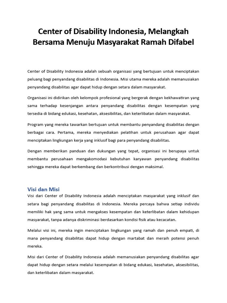 Masyarakat Ramah Difabel di Indonesia | PDF | Karier & Perkembangan ...