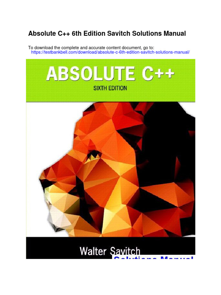 Absolute C 6th Edition Savitch Solutions Manual | Download Free PDF ...