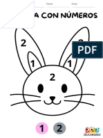 Preescolar Dibujos para Colorear Con Numeros Conejo