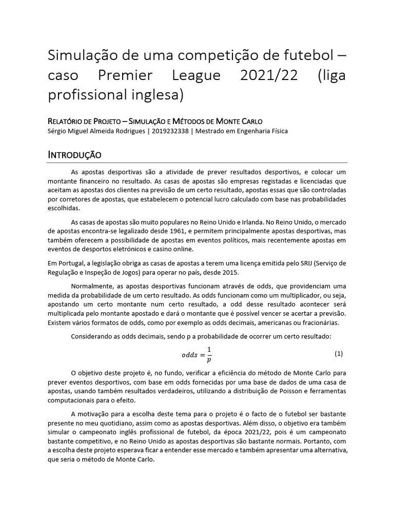 Simulação de uma competição de futebol usando Monte Carlo caso