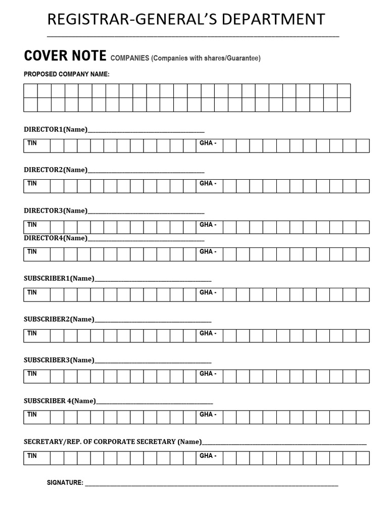 Company Registration Cover Note | PDF | Business
