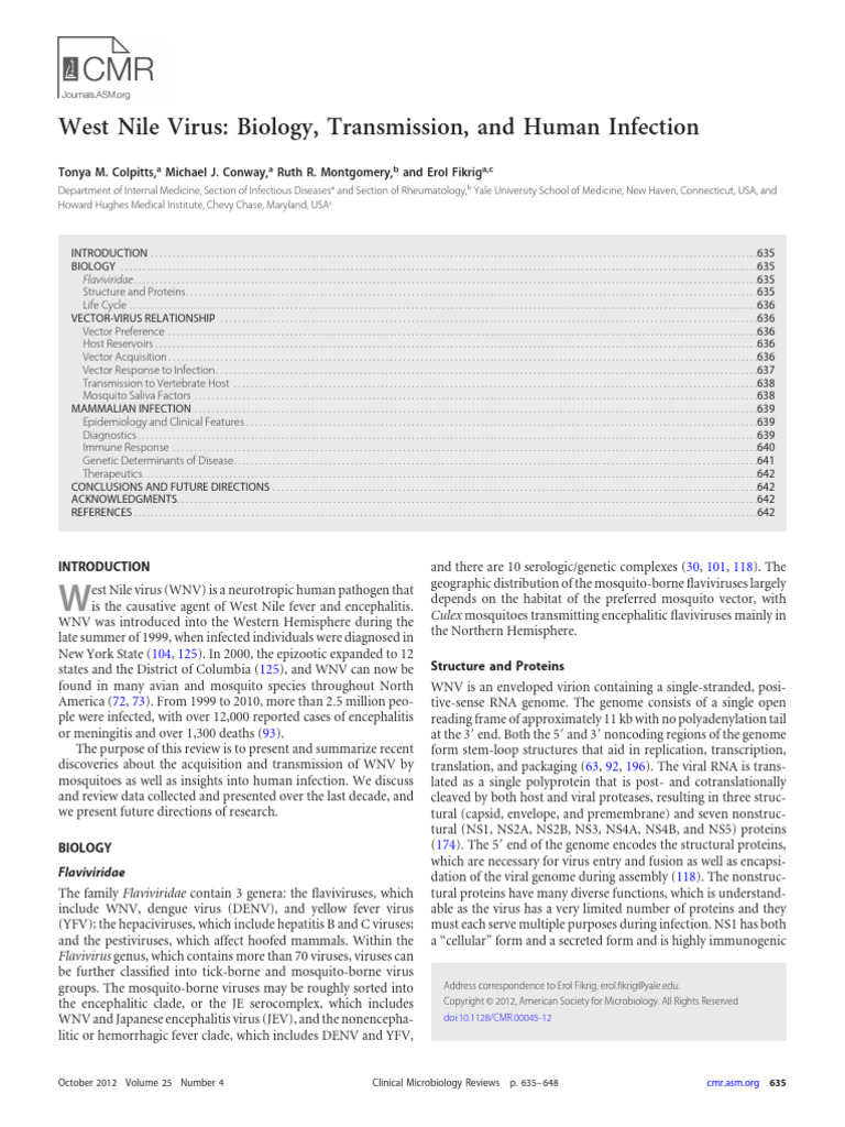 West Nile Virus | PDF | Virus | Mosquito