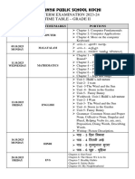 Grade - II Midterm Time Table 2023-24