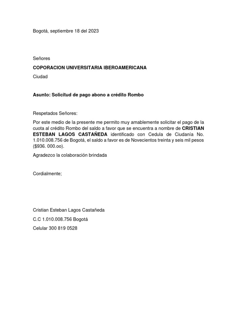 Solicitud Pago Cuota Pdf