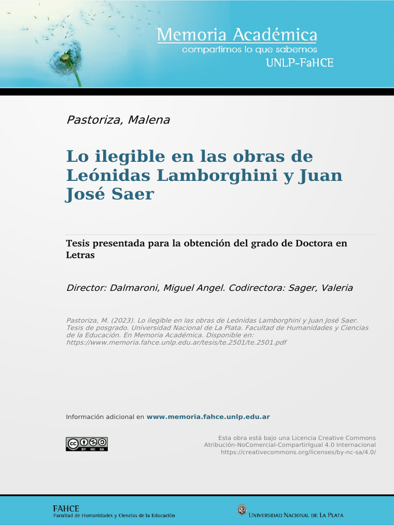 Lo ilegible en las obras de Leónidas y Juan José Saer PDF