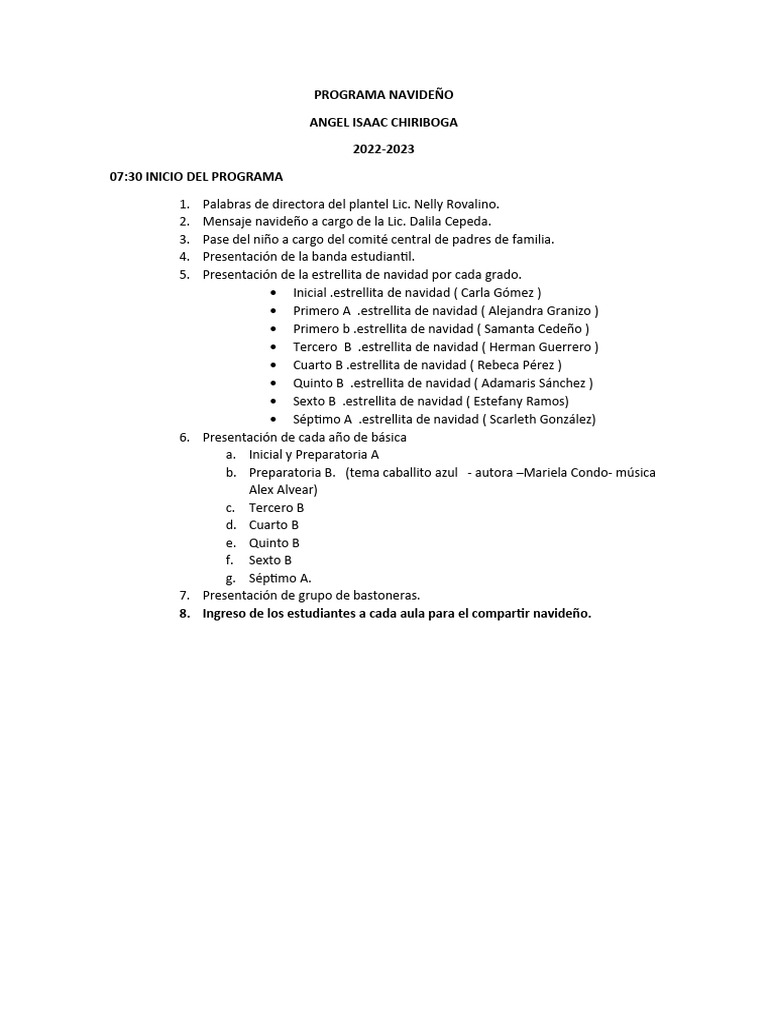Programa Navideño Escuela Angel Isaac | PDF | Arte