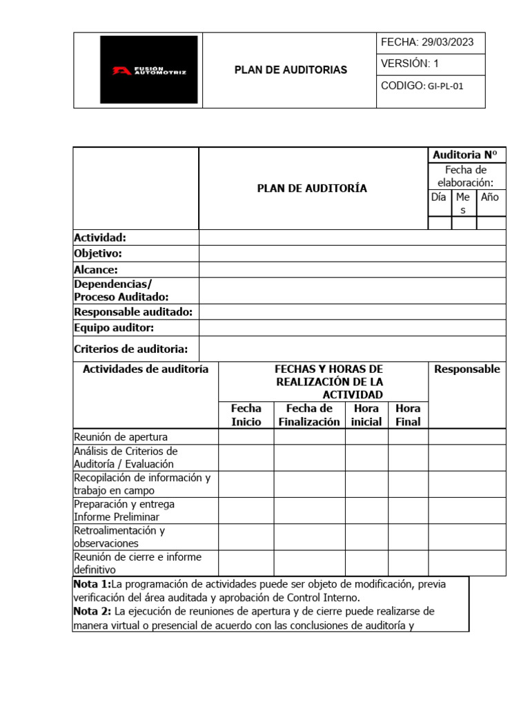 GI PL 01 Auditorias - Internas | PDF