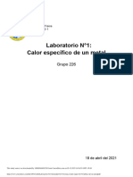 Laboratorio N 1 Termodin Mica Calor Espec Fico de Un Metal PDF