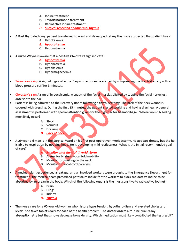Post-Thyroidectomy Care and Complications | PDF | Hypothyroidism ...