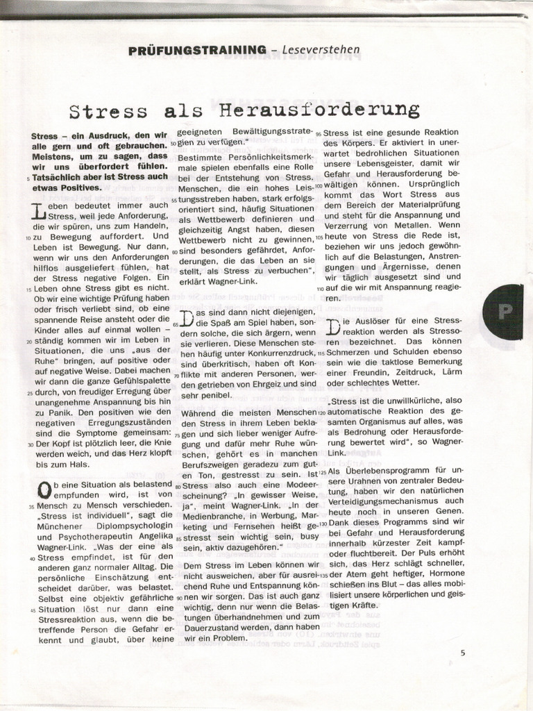 Text Und Lückentext - Stress | PDF