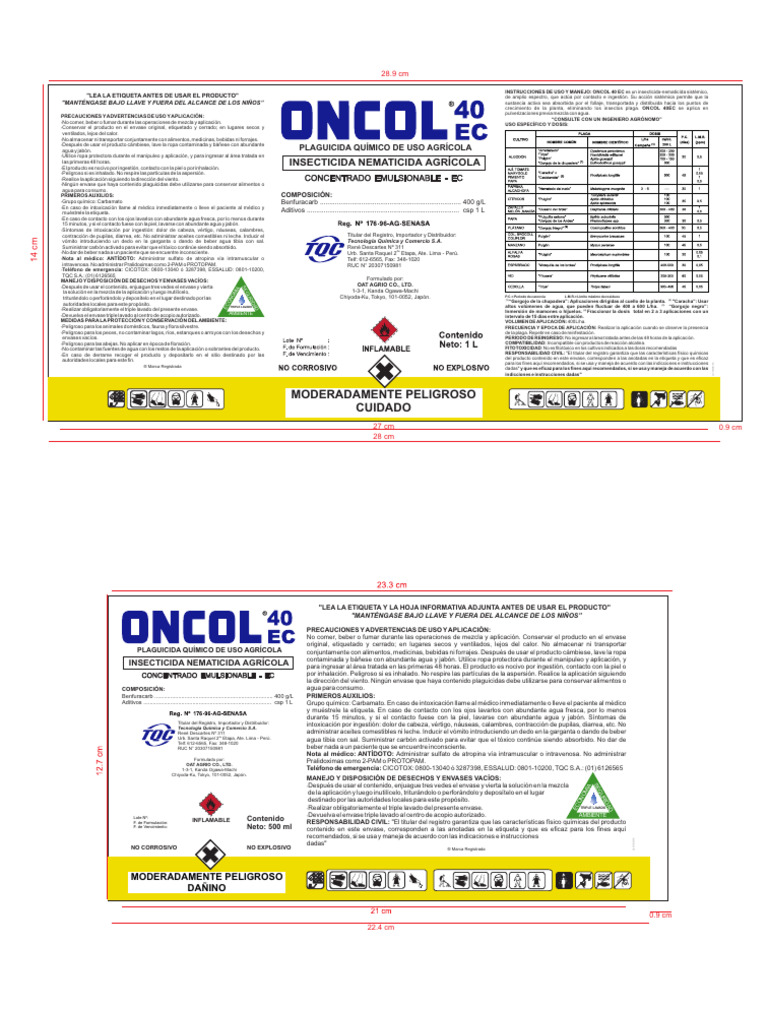 Ficha Técnica de Oncol 40 EC | PDF | Agua | Pesticida