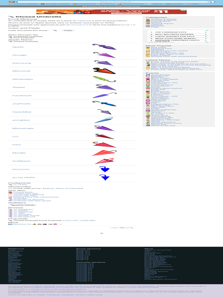 ? Closed Umbrella Emoji PDF Computing