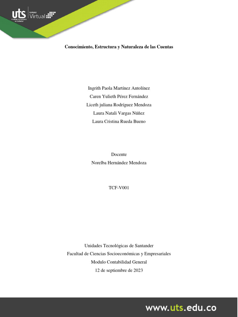 Estructura y Naturaleza de Cuentas Contables | PDF | Contabilidad ...