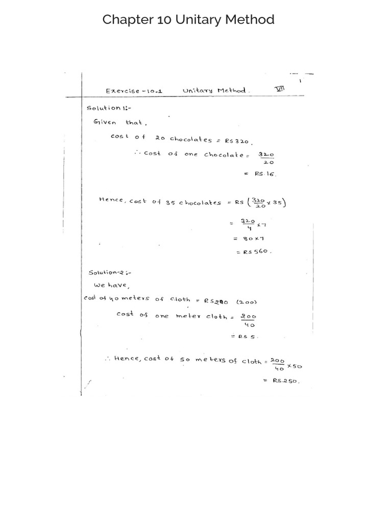 Chapter 10 Unitary Method | PDF