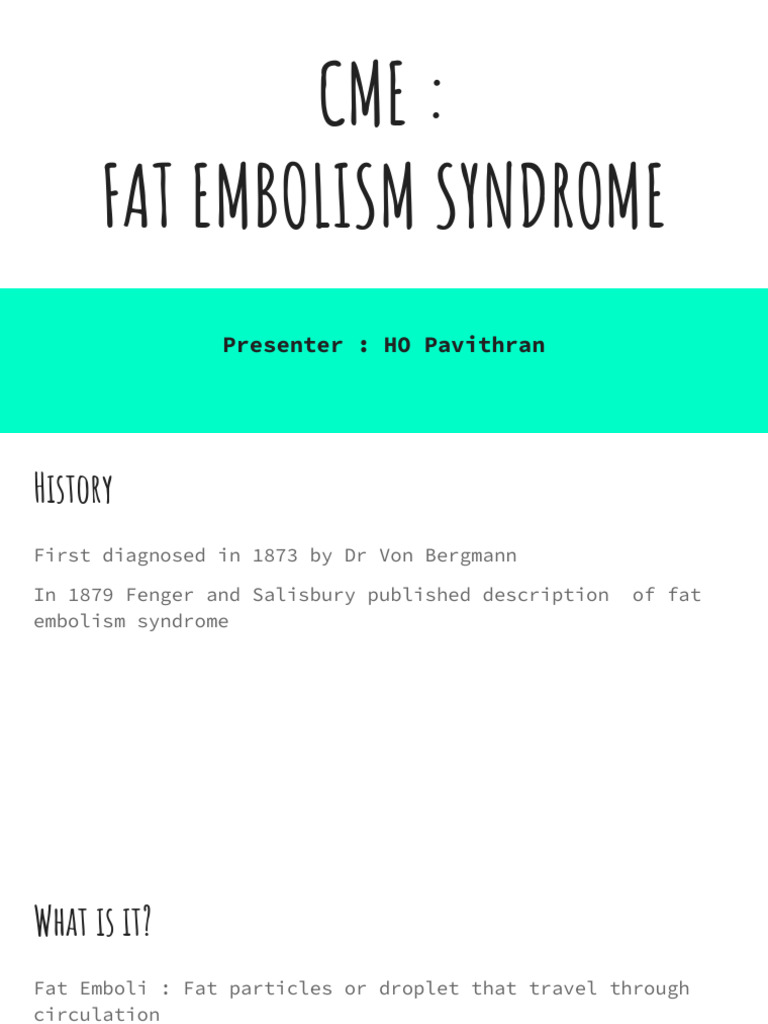 Cme Fat Embolism Syndrome PDF Physiology Clinical Medicine