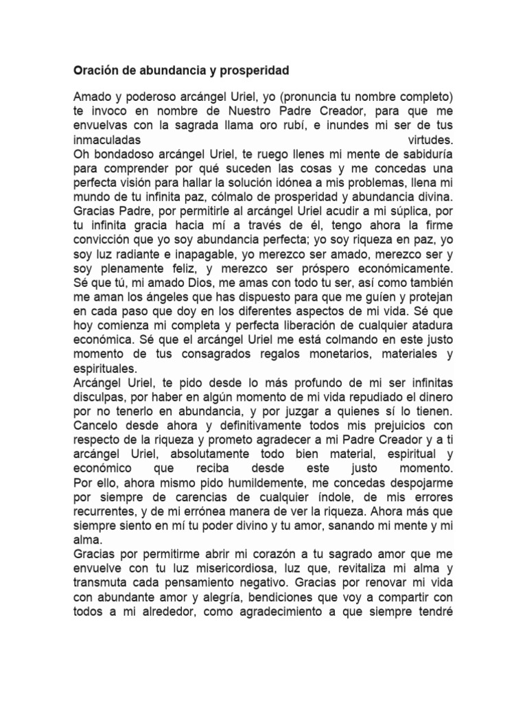 Oración para Abundancia y Prosperidad | PDF