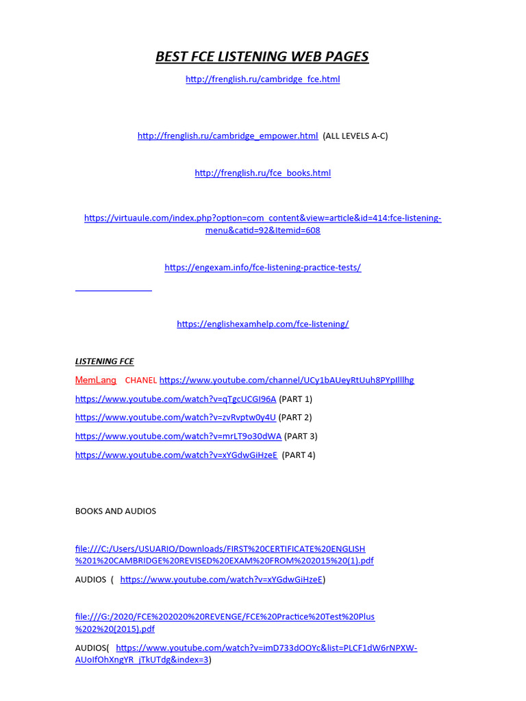 Fce Listening Web Pages And Books With Audios Pdf
