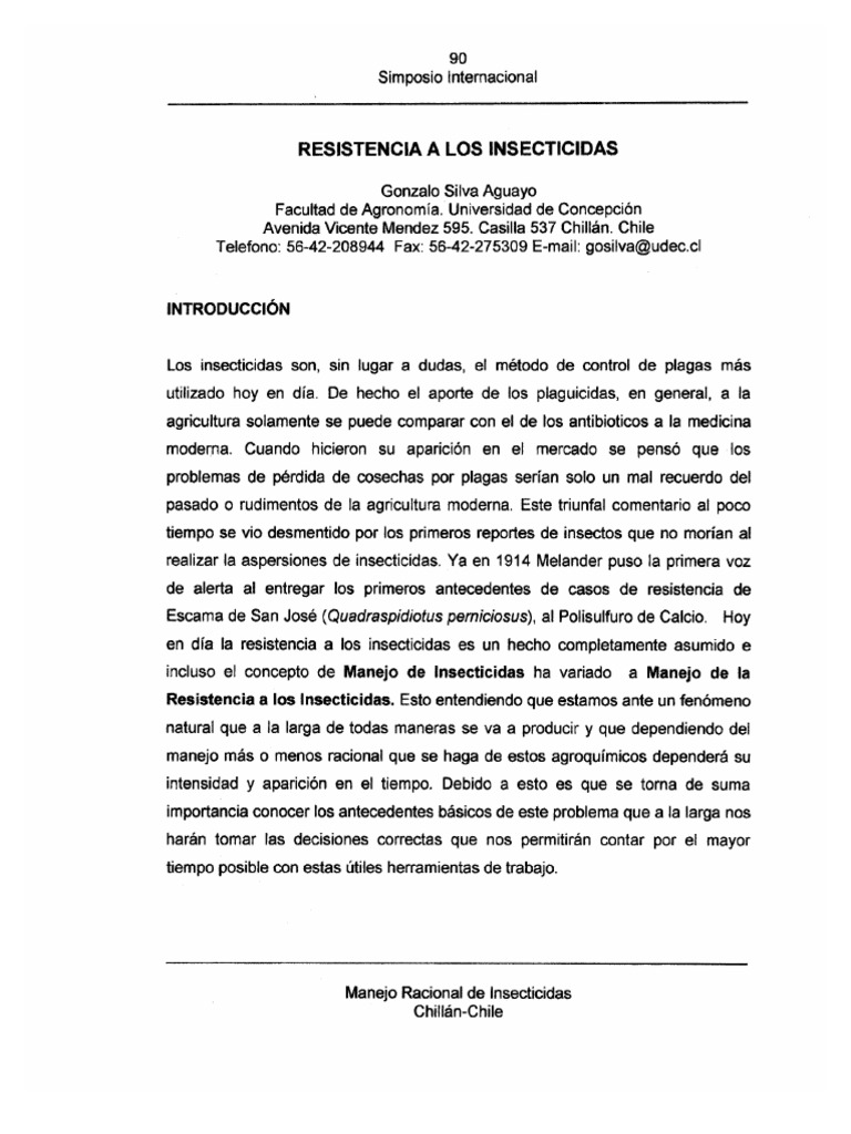 Resistencia A Los Insecticidas | PDF