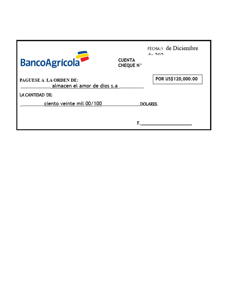 Ejemplo de Cheque Scotiabank 2024 | PDF