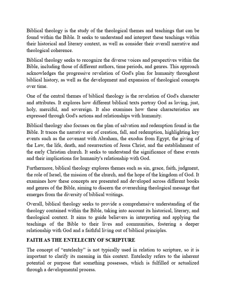 Biblical Theology Pdf Bible Faith