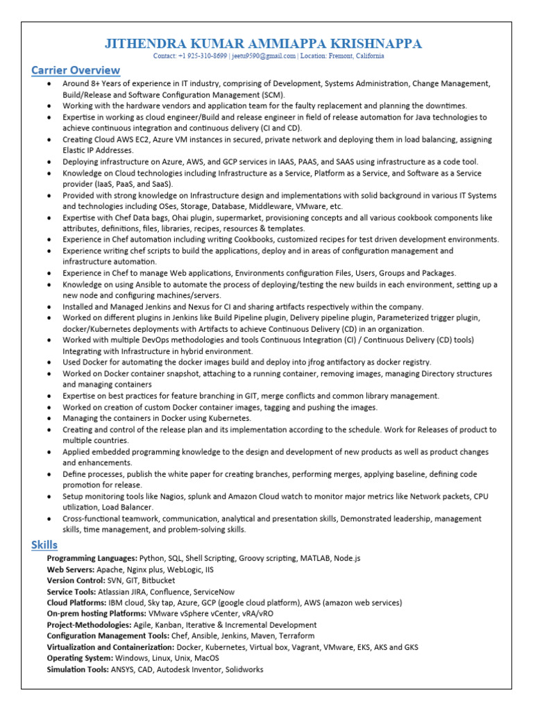 Jithendra SRE Resume PDF Cloud - 1703434161
